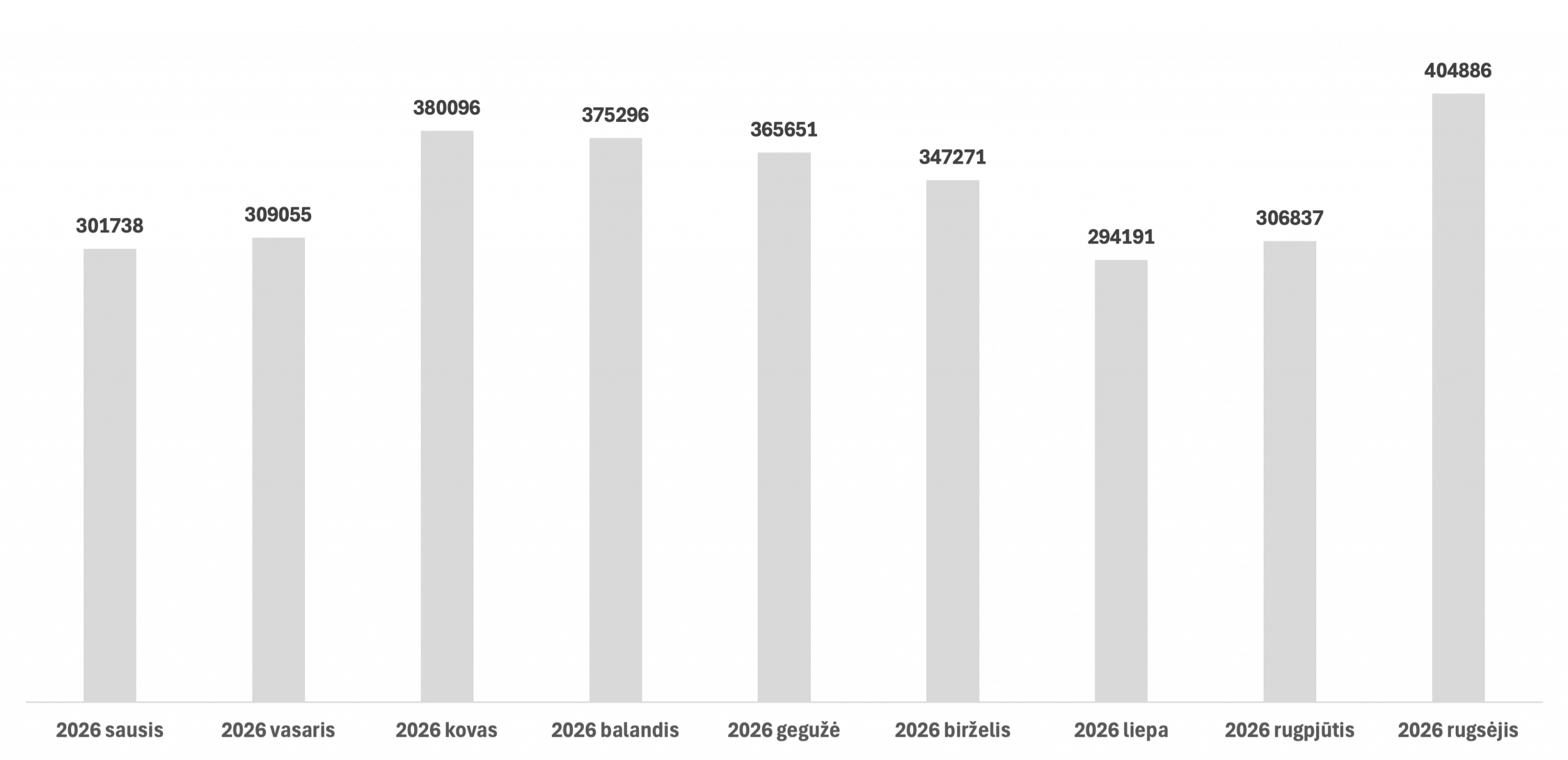 Statistika pagal mėnesius 2026